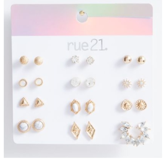 RUE 21 SET OF EARRINGS BRAND NEW RHINESTONES 12 pairs of earrings - Picture 1 of 3